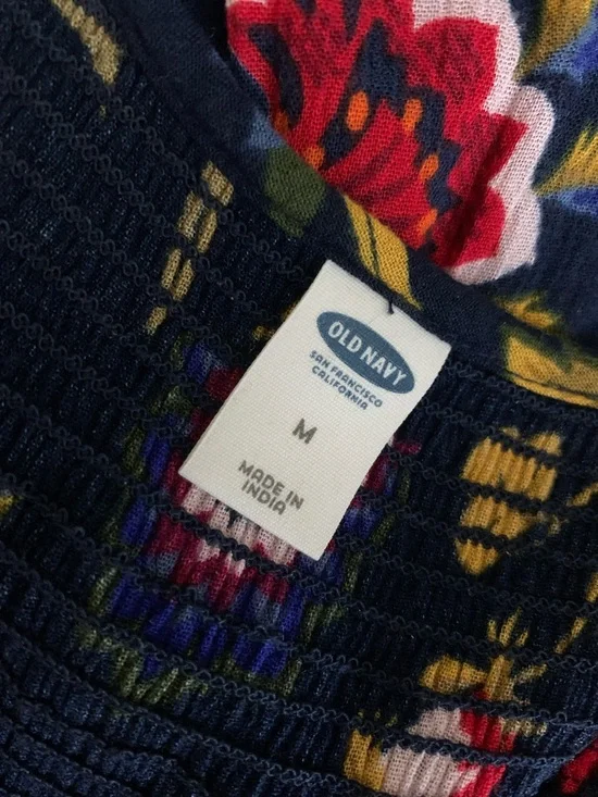 Old Navy navy blue with flowers midi dress - Picture 2 of 5